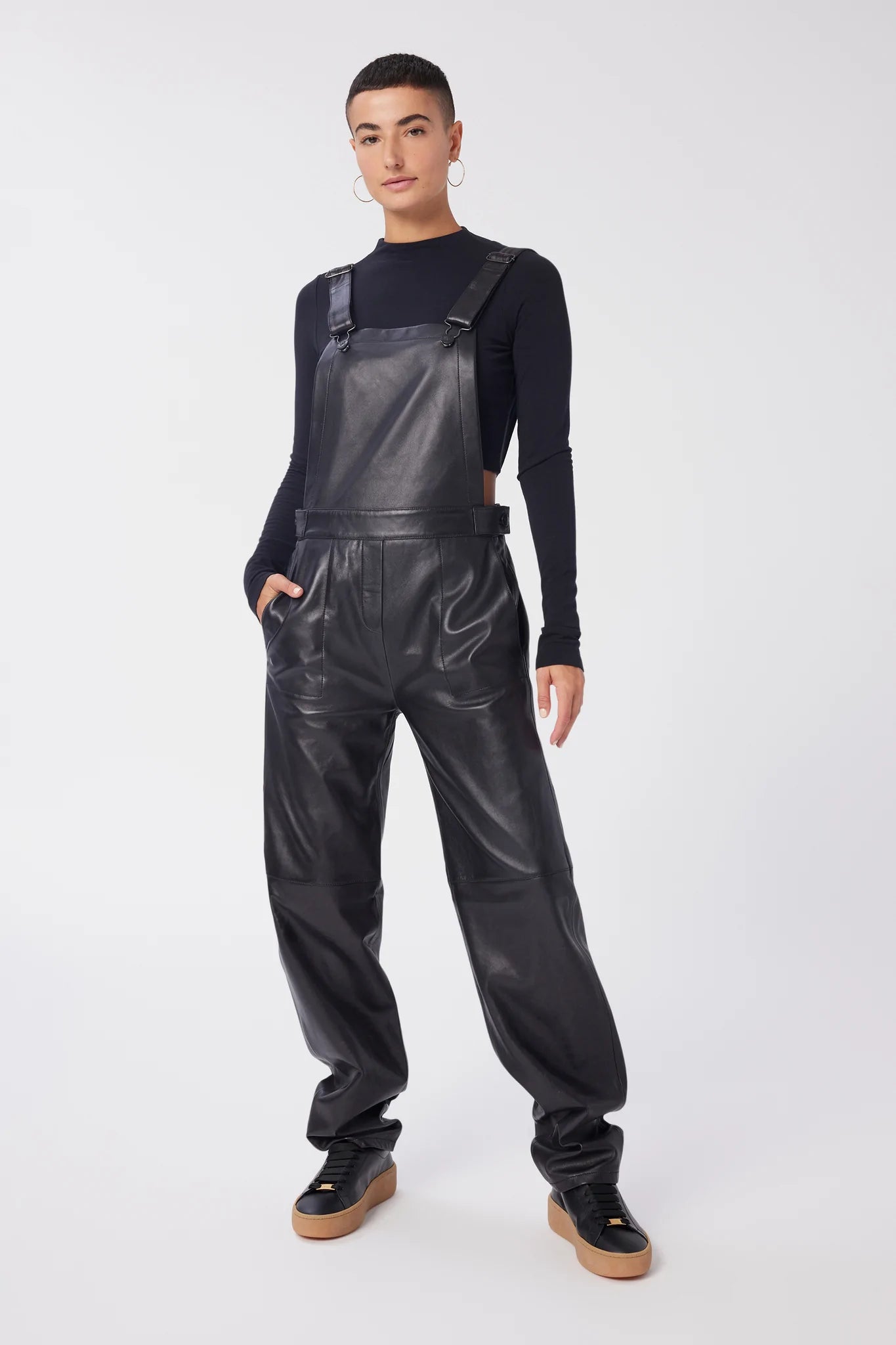 Leather 2024 overall jumpsuit