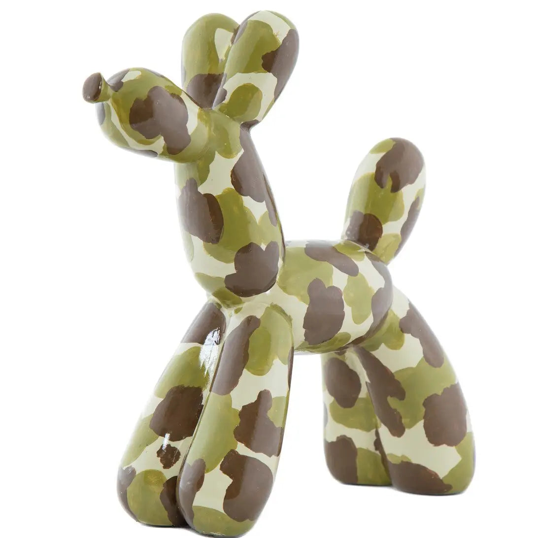Hand Painted Camouflage Resin Dog Sculpture