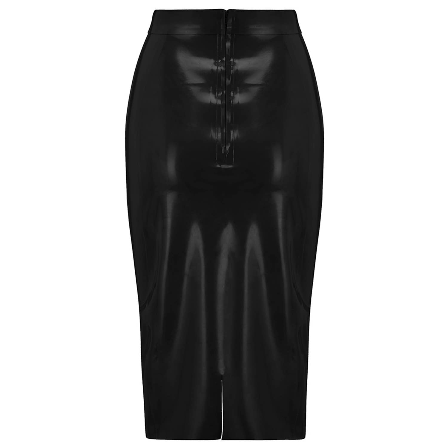 Latex Midi Skirt: L / Black
