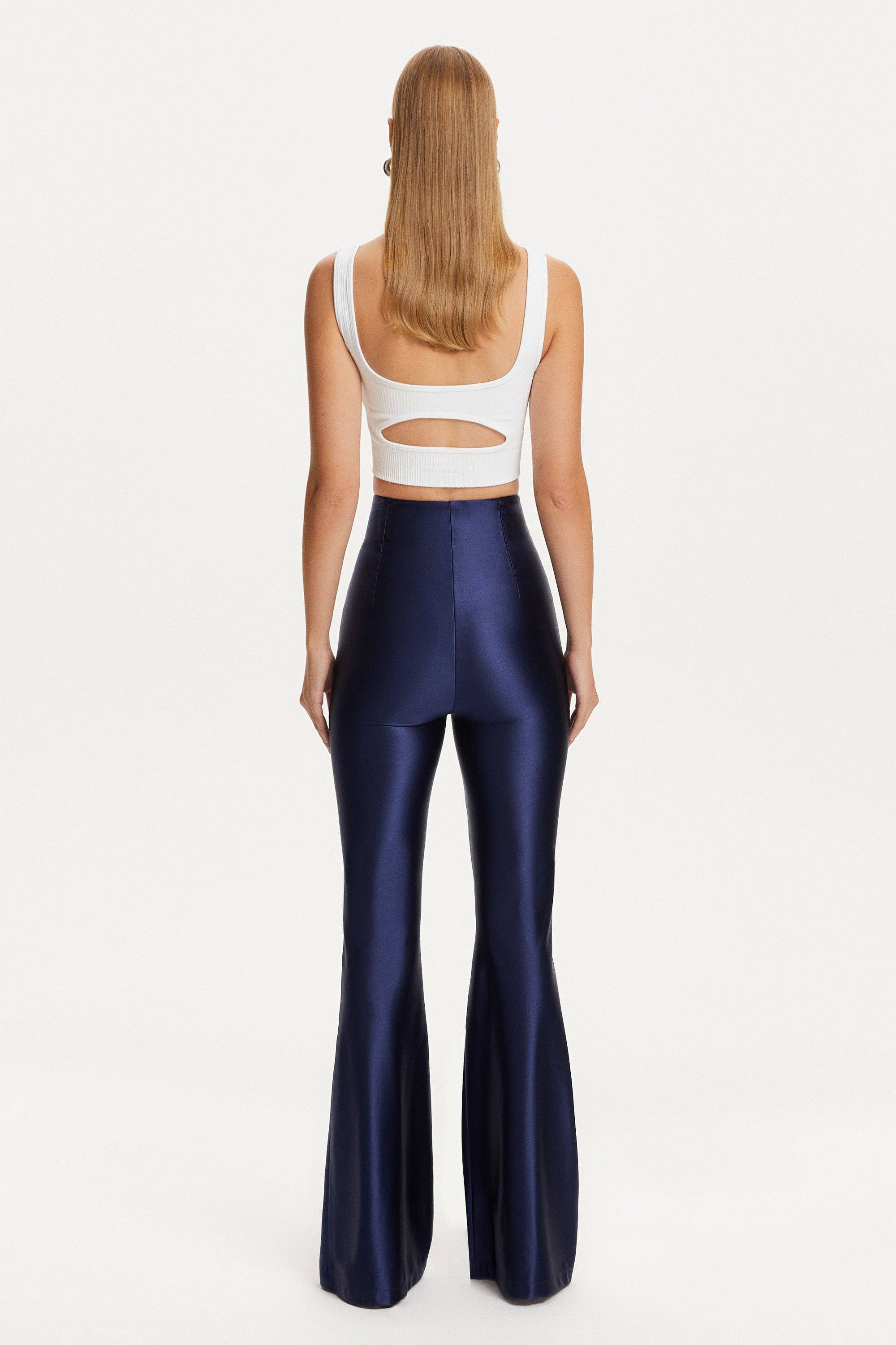 Darted Flare Pants: XL / Navy Blue